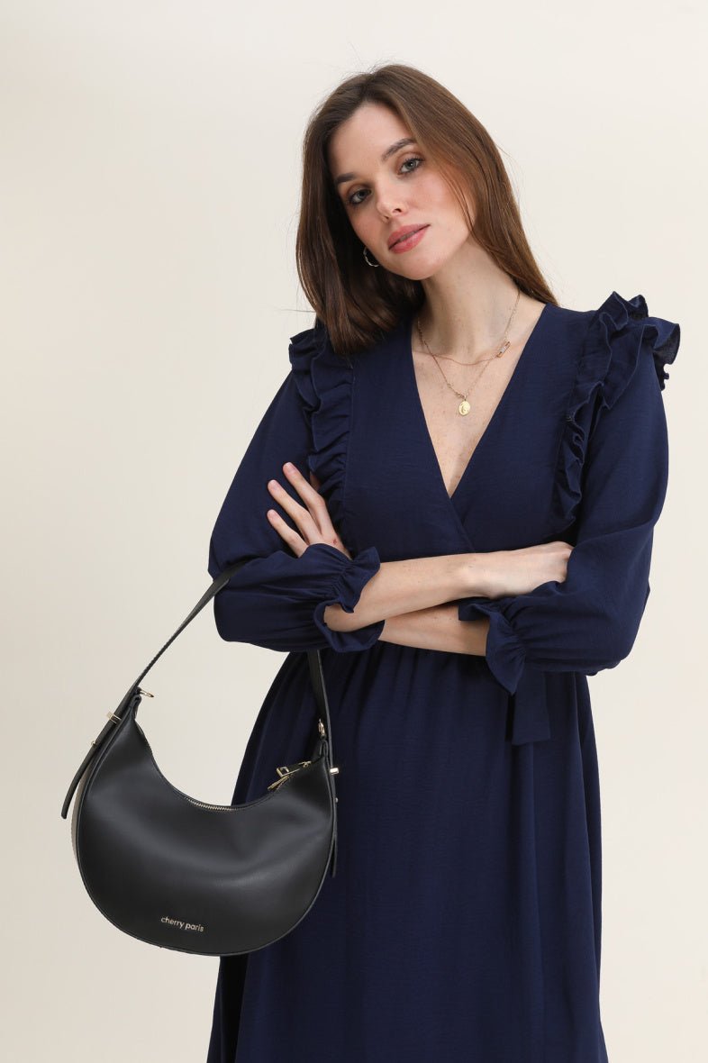 Sac à l'épaule Cherry Paris demi - lune noir - RIVE GAUCHE