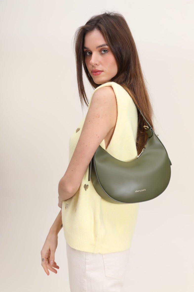 Sac à l'épaule Cherry Paris demi - lune olive - RIVE GAUCHE