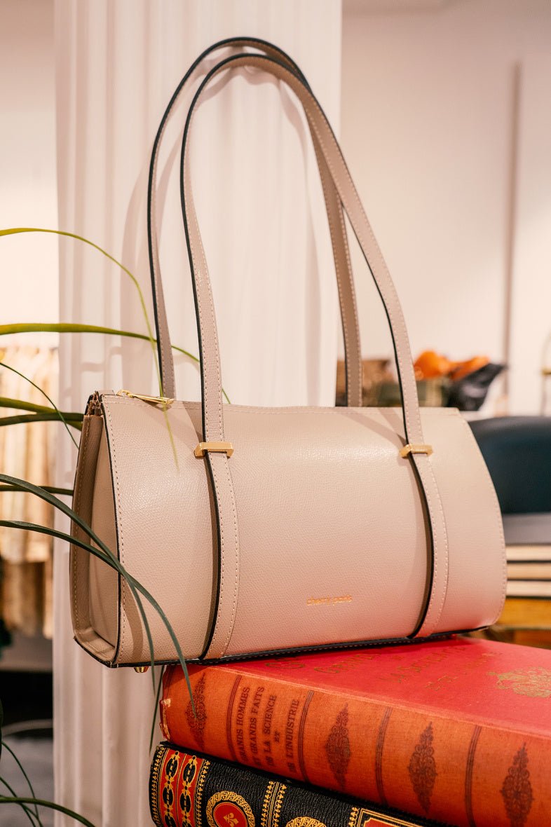 Sac à l'épaule Cherry Paris en cuir de vachette taupe - RIVE GAUCHE