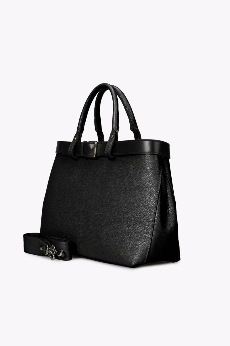 Sac à main en cuir véritable noir - RIVE GAUCHE
