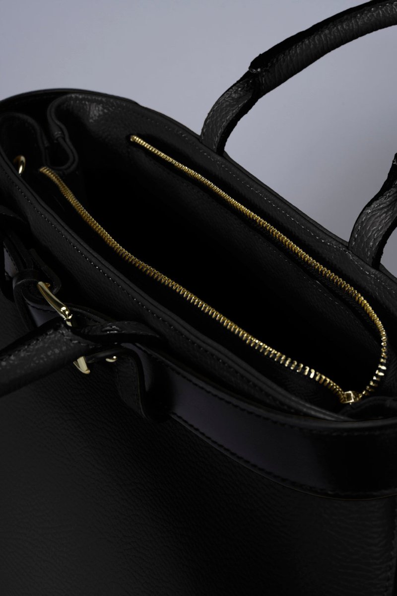 Sac à main en cuir véritable noir - RIVE GAUCHE