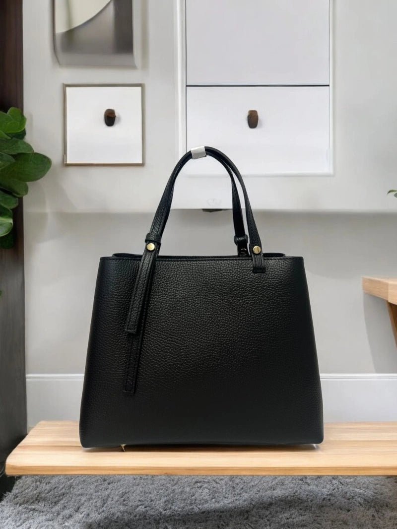 Sac à main en cuir véritable noir - RIVE GAUCHE