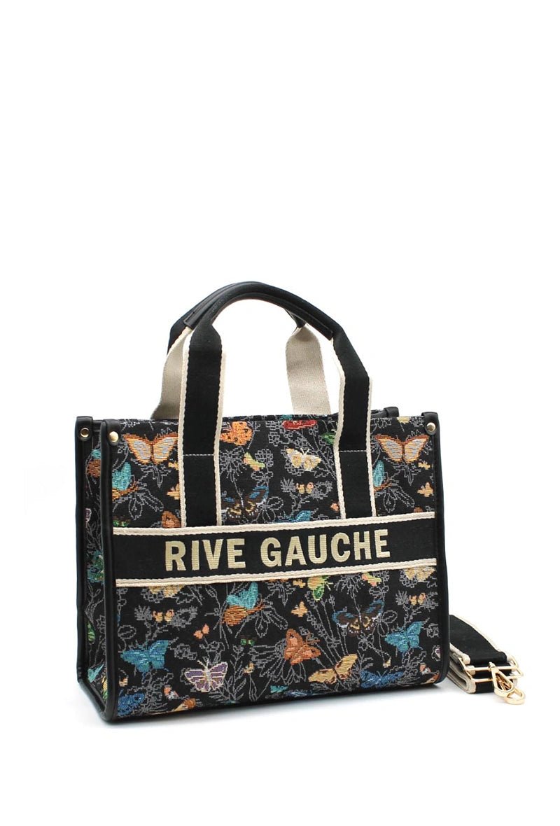 Sac à main noir imprimé floral RIVE GAUCHE - RIVE GAUCHE