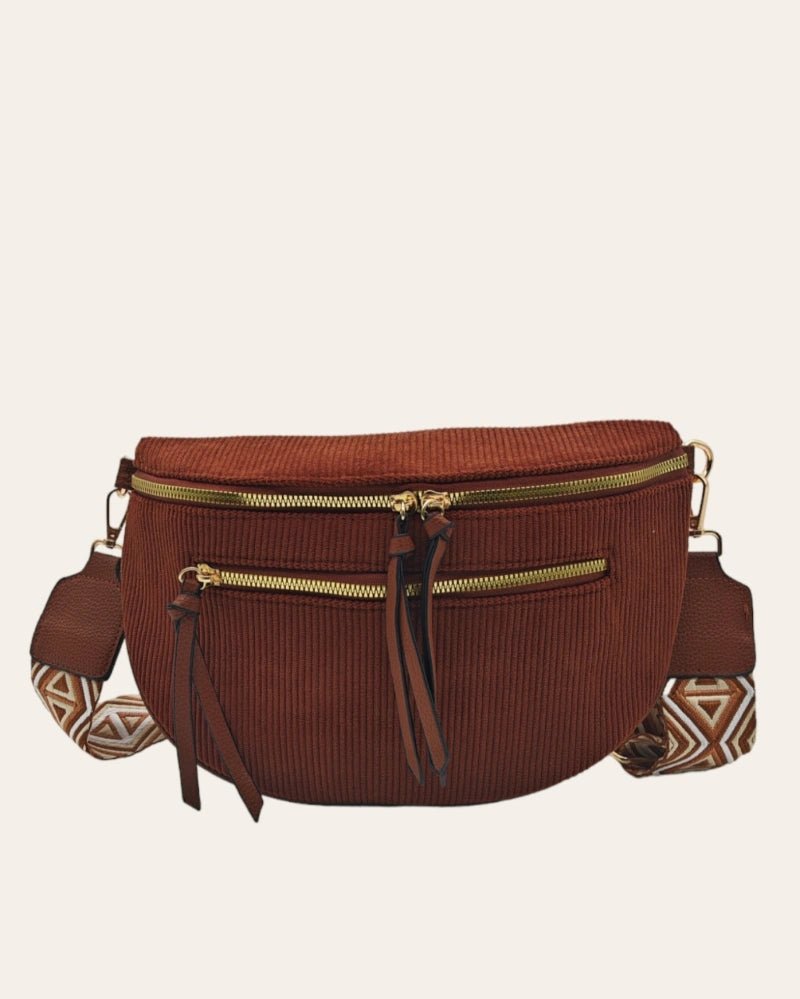 Sac banane velours côtelé marron à bandoulière amovible - RIVE GAUCHE