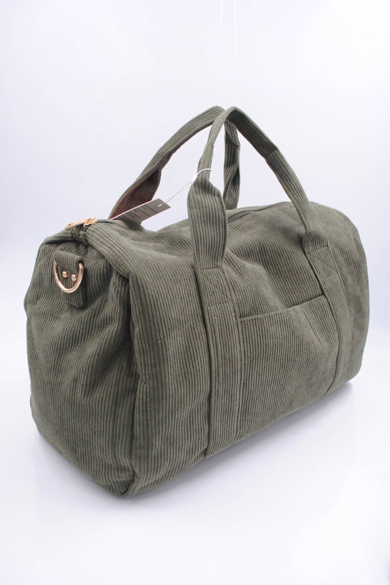 Sac bowling en velours côtelé kaki - RIVE GAUCHE