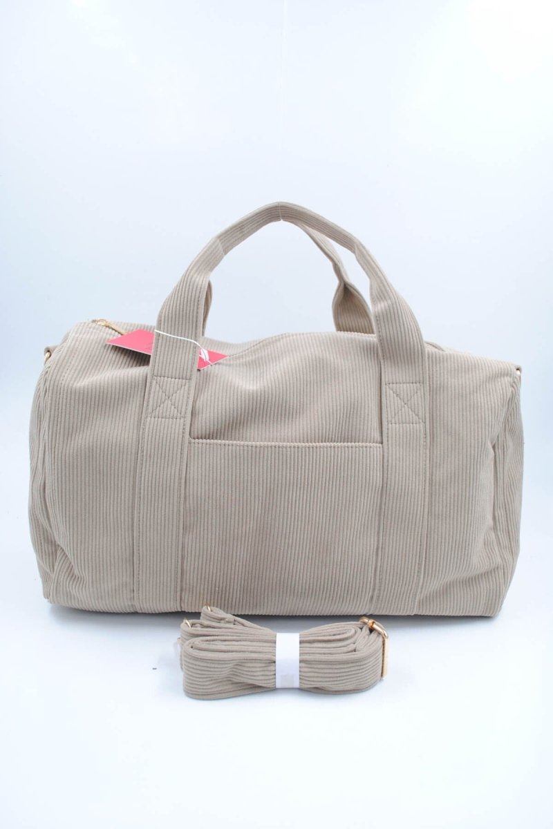 Sac bowling en velours côtelé taupe - RIVE GAUCHE