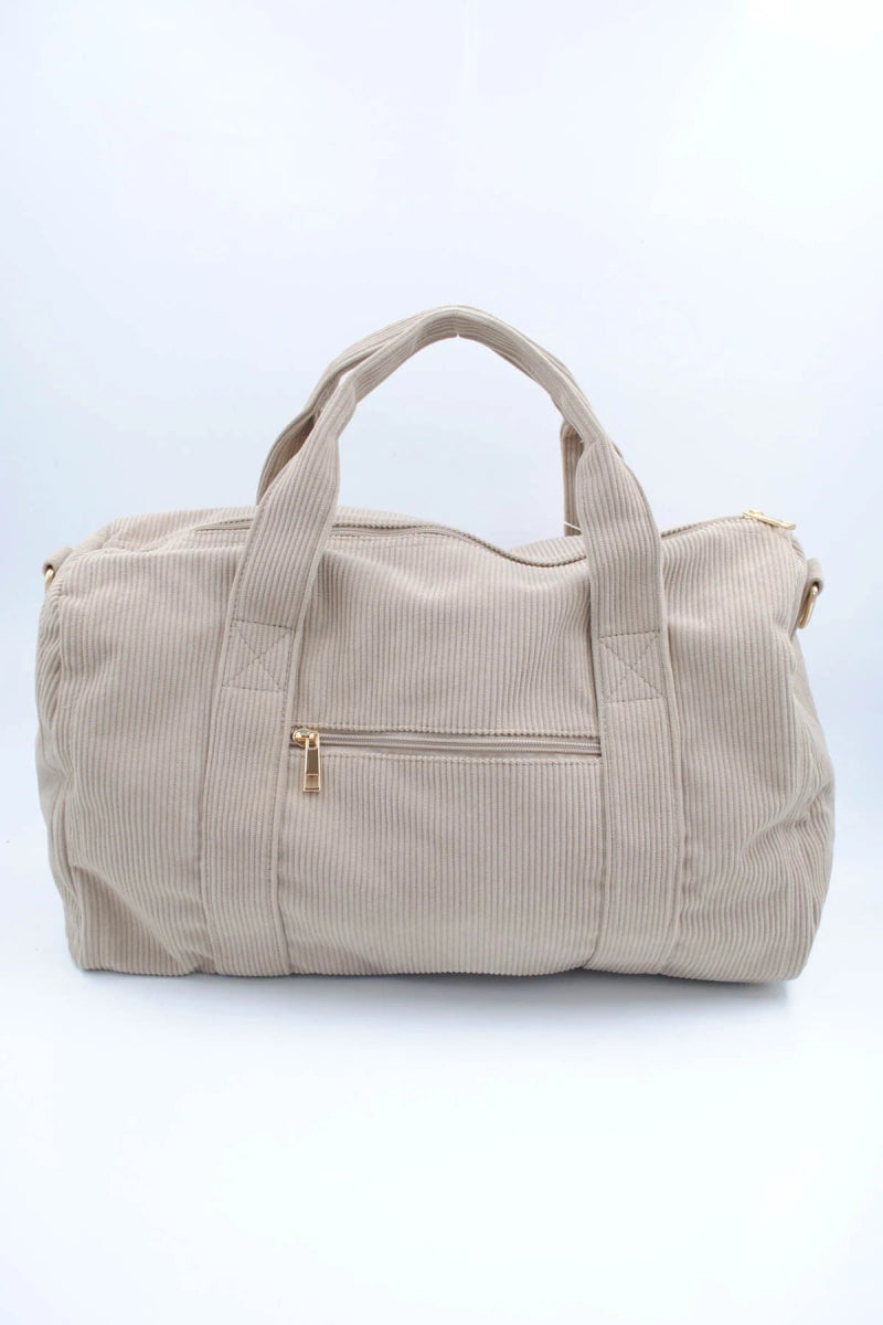 Sac bowling en velours côtelé taupe - RIVE GAUCHE