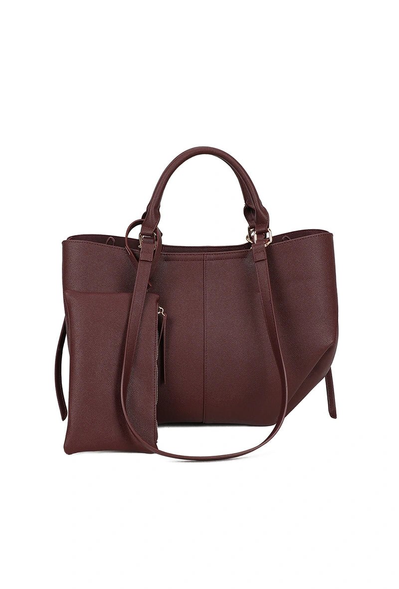 Sac cabas et sa pochette Gallantry bordeaux - RIVE GAUCHE