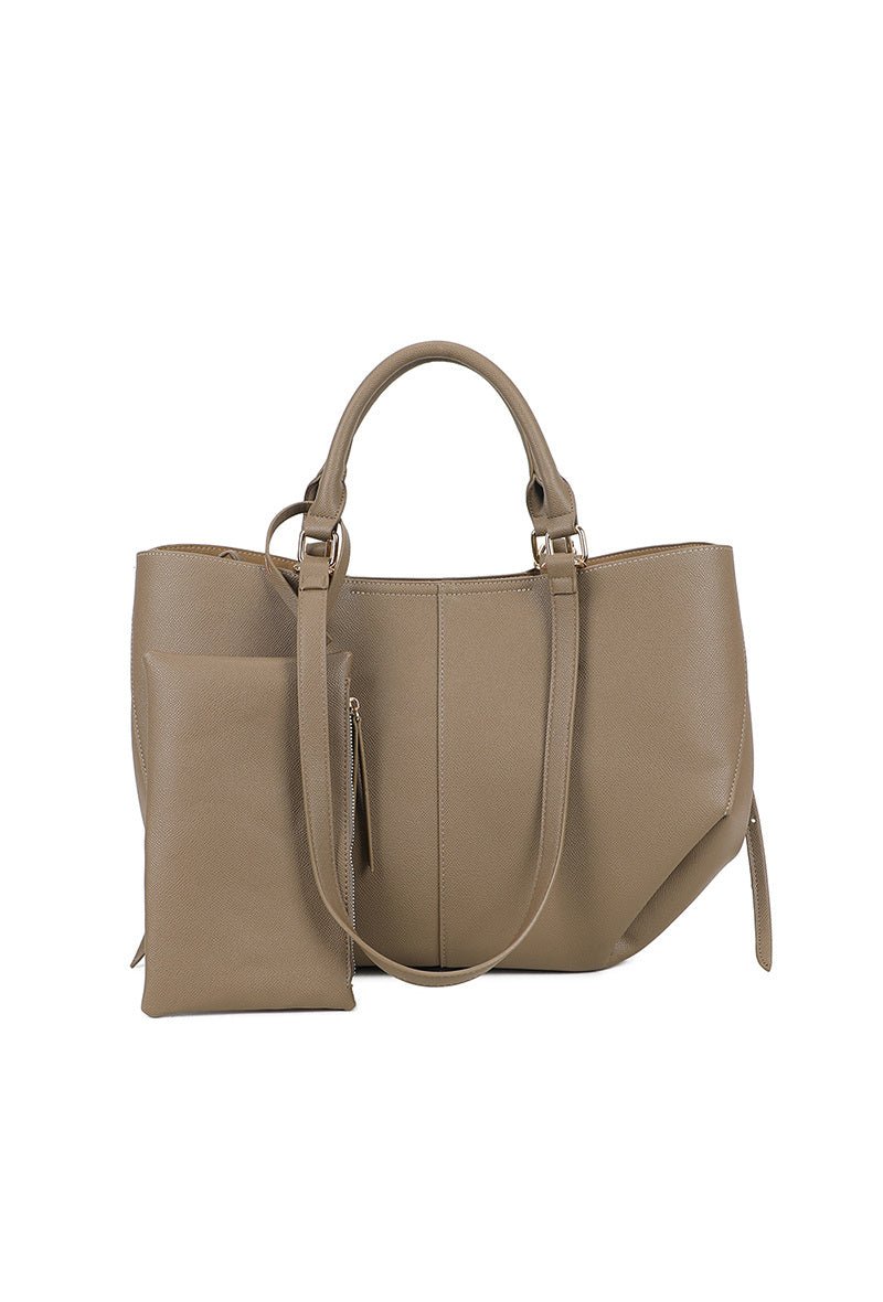 Sac cabas et sa pochette Gallantry taupe - RIVE GAUCHE