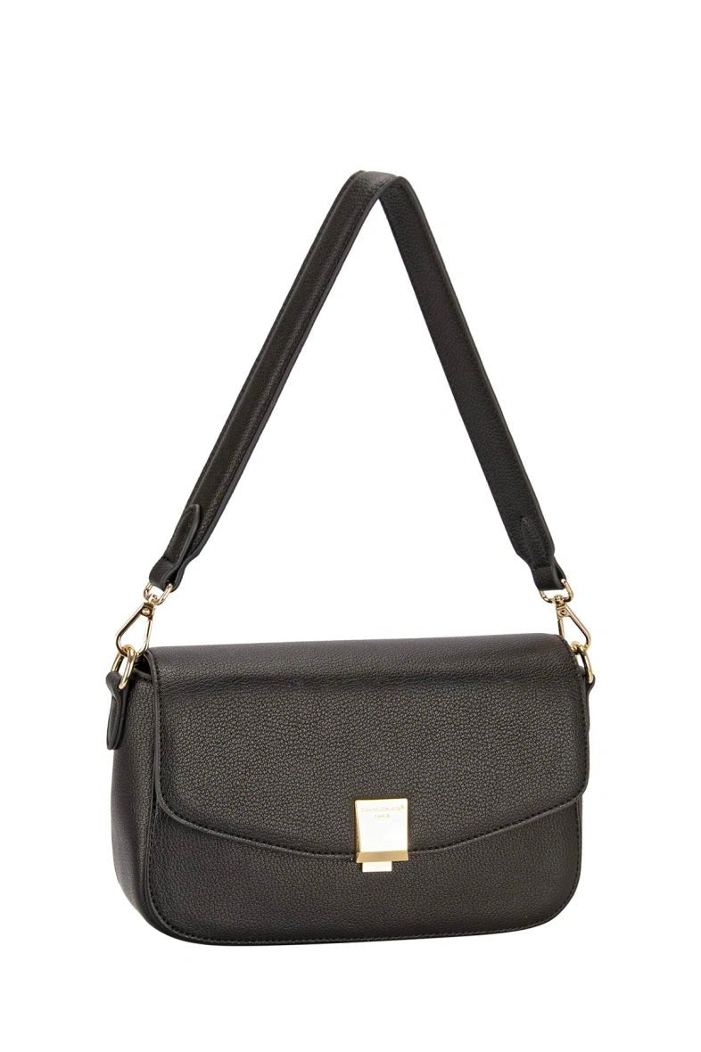 Sac épaule baguette à rabat David Jones noir - RIVE GAUCHE
