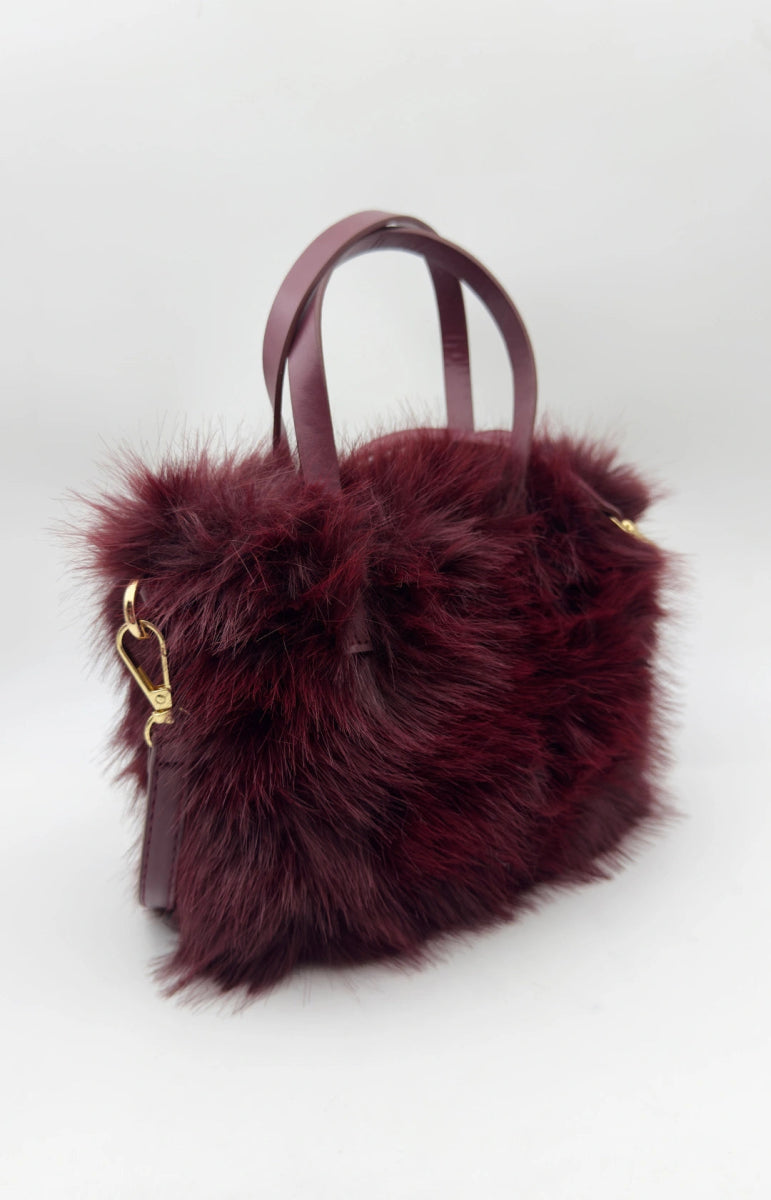 Sac fourrure synthétique bordeaux - RIVE GAUCHE