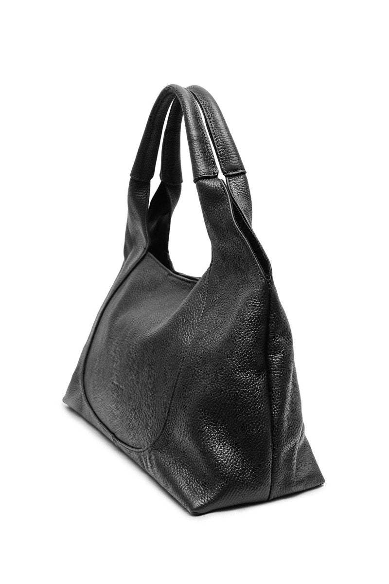 Sac porté épaule Angel en cuir de vachette grainé noir - RIVE GAUCHE