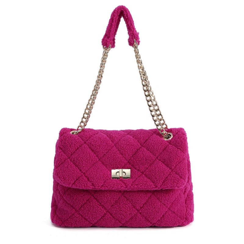 Sac porté épaule en moumoute fuchsia - RIVE GAUCHE