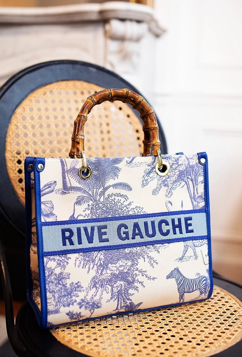 Sac Rive Gauche bleu avec poignées en bambou - RIVE GAUCHE