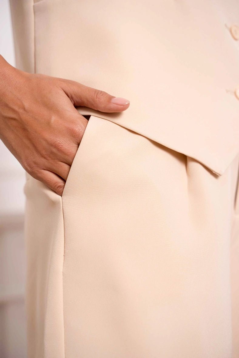 Short à pinces beige taille haute - RIVE GAUCHE