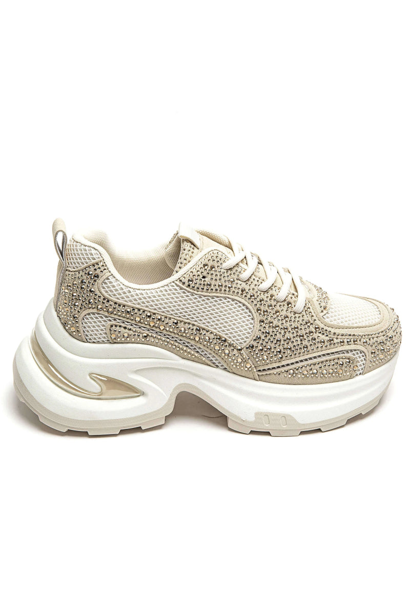 Sneakers à semelles épaisses beiges tendance et confort - RIVE GAUCHE