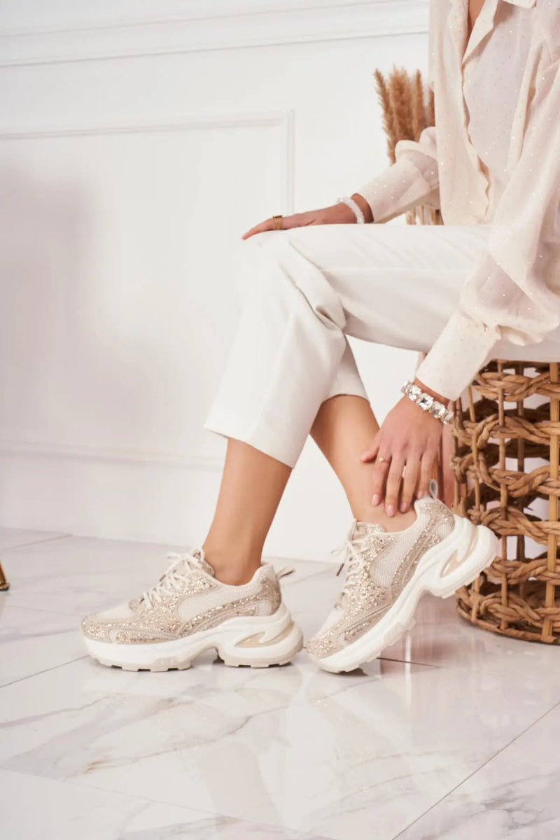 Sneakers à semelles épaisses beiges tendance et confort - RIVE GAUCHE