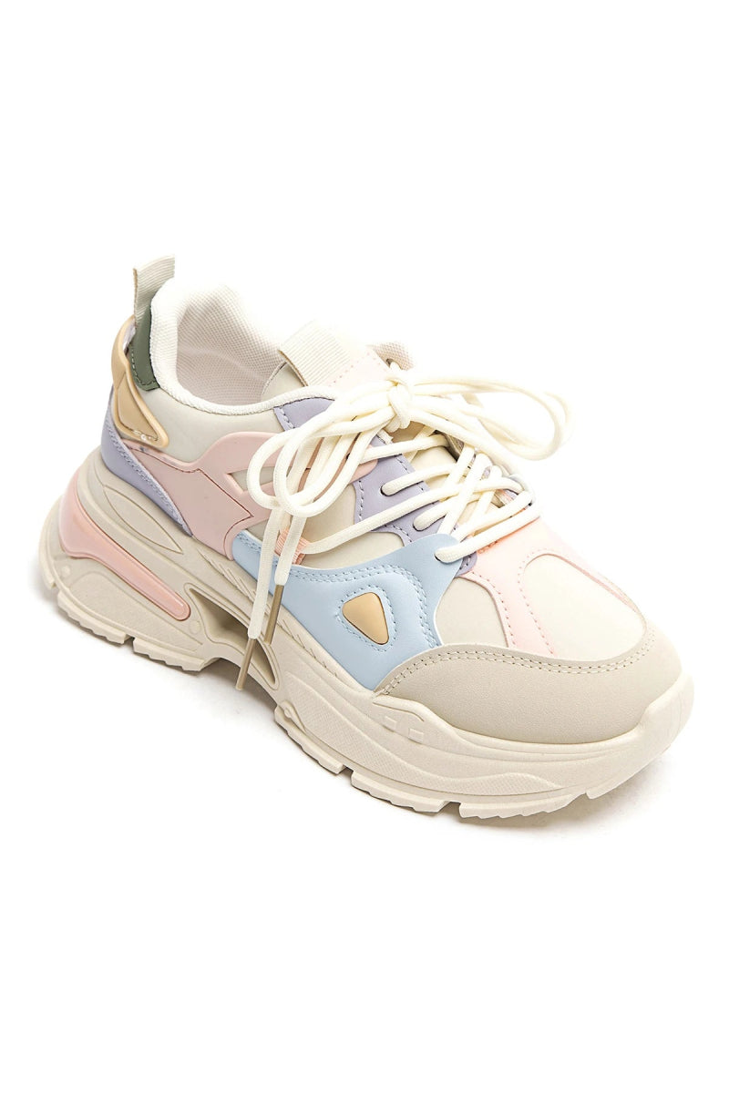 Sneakers compensées multicolores à lacets - RIVE GAUCHE