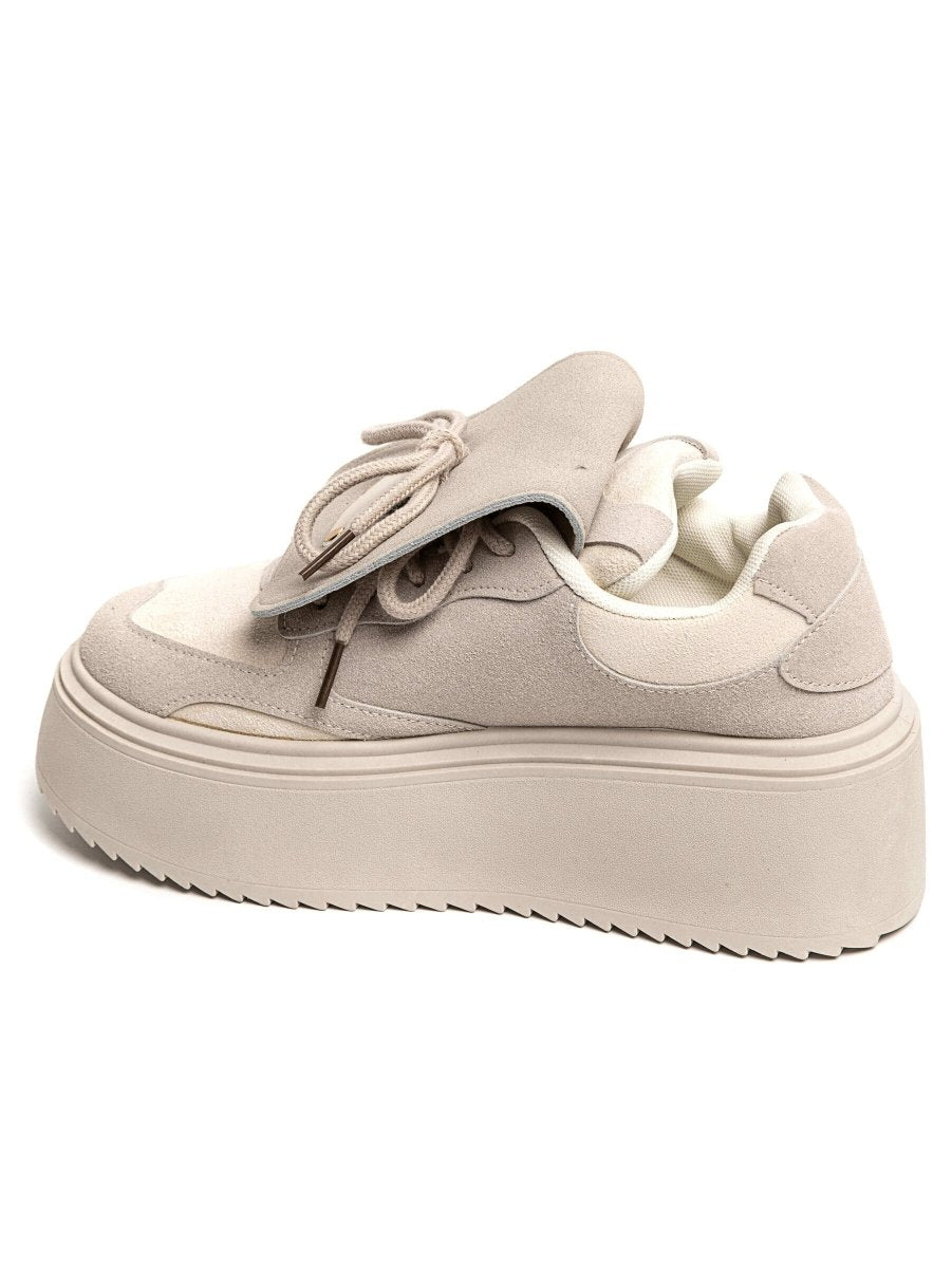 Sneakers larges plateforme beiges à revers - RIVE GAUCHE