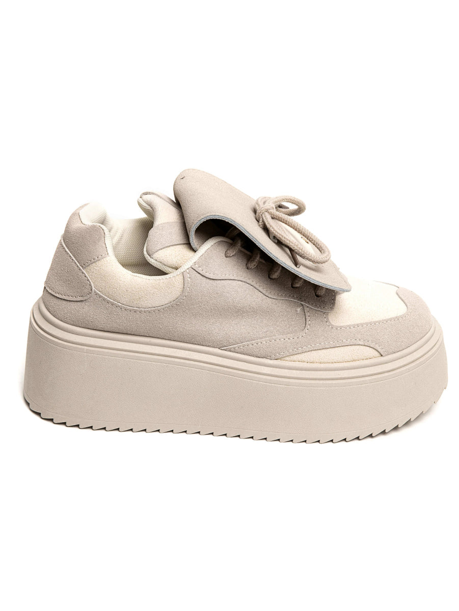 Sneakers larges plateforme beiges à revers - RIVE GAUCHE