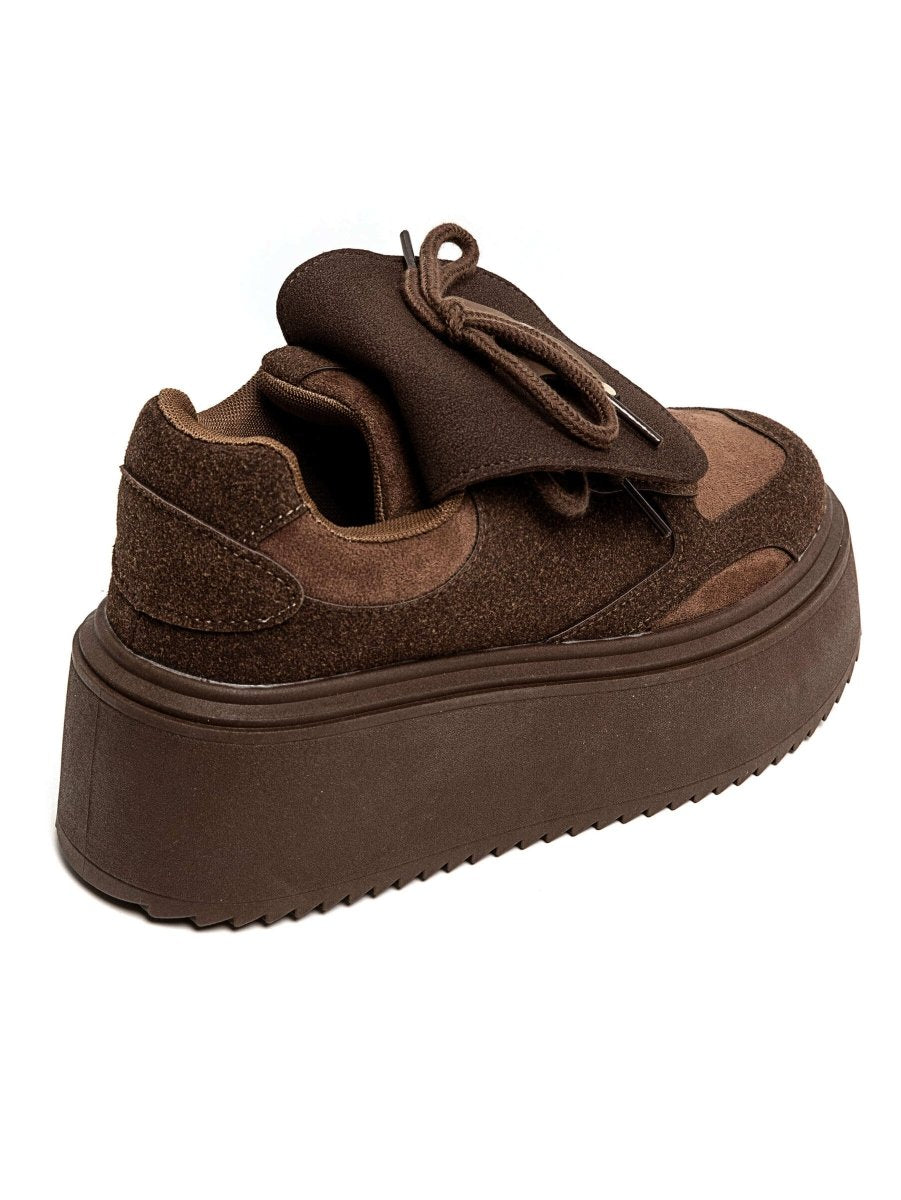 Sneakers larges plateforme chocolat à revers - RIVE GAUCHE