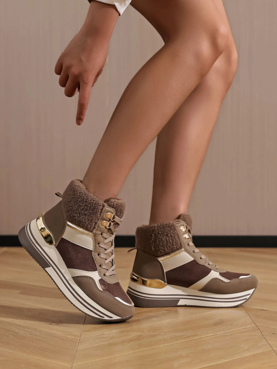 Sneakers montantes marron à empiècement moumoute - RIVE GAUCHE