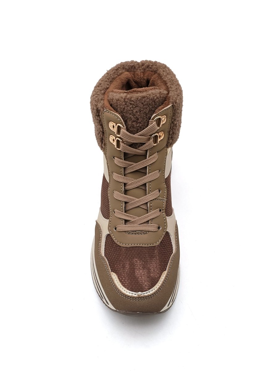 Sneakers montantes marron à empiècement moumoute - RIVE GAUCHE