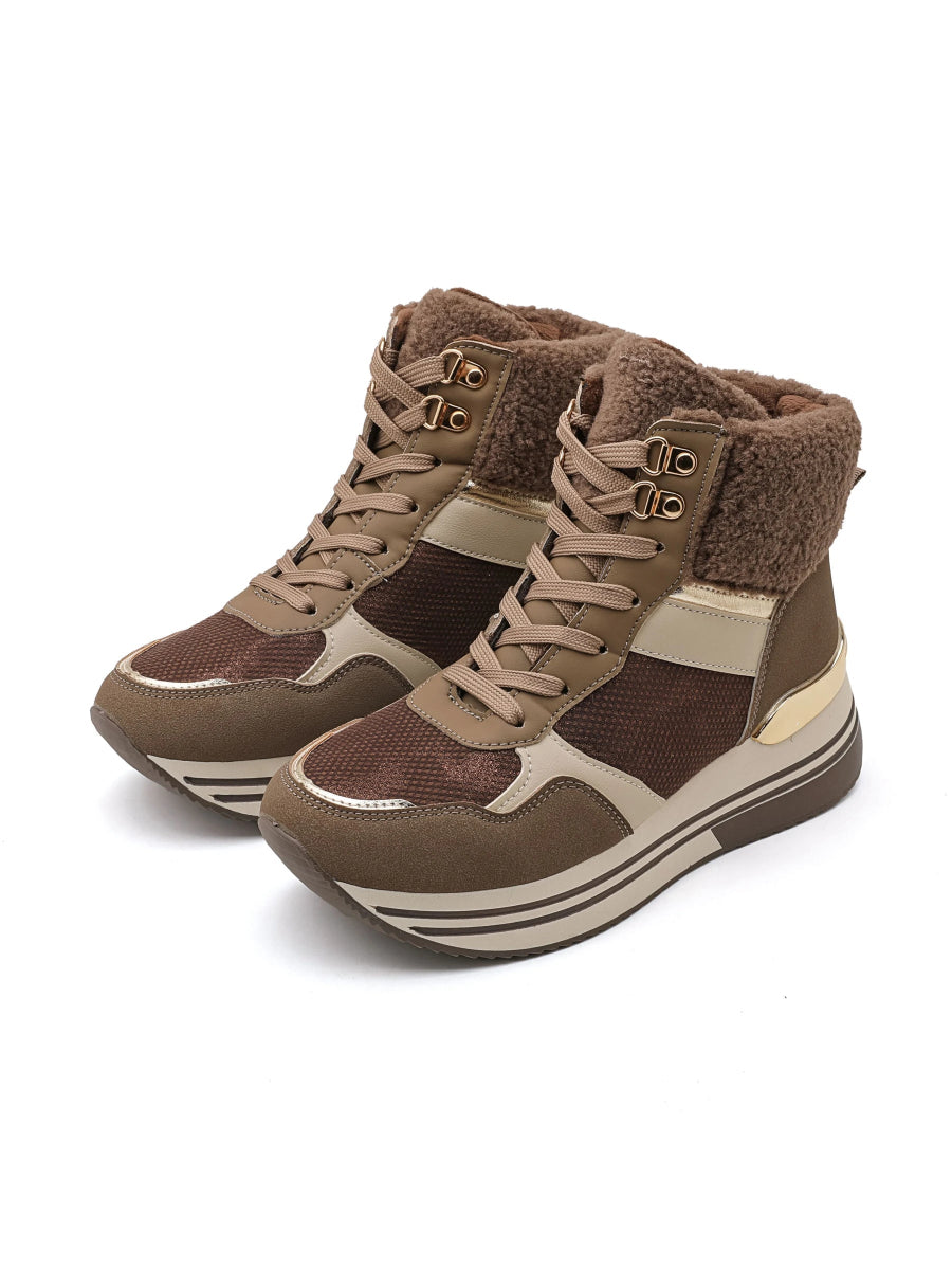 Sneakers montantes marron à empiècement moumoute - RIVE GAUCHE