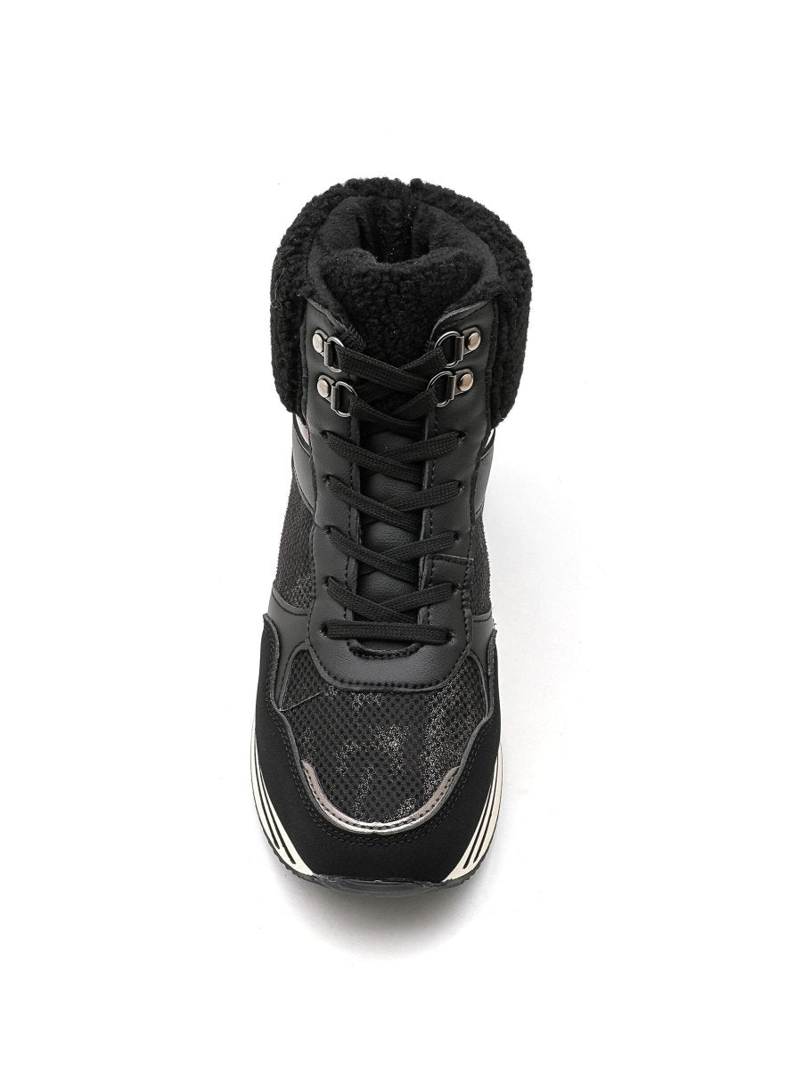 Sneakers montantes noires à empiècement moumoute - RIVE GAUCHE