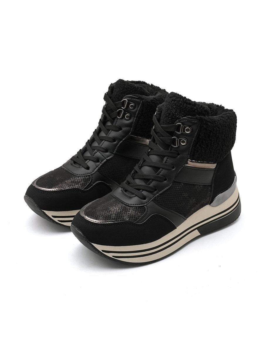 Sneakers montantes noires à empiècement moumoute - RIVE GAUCHE