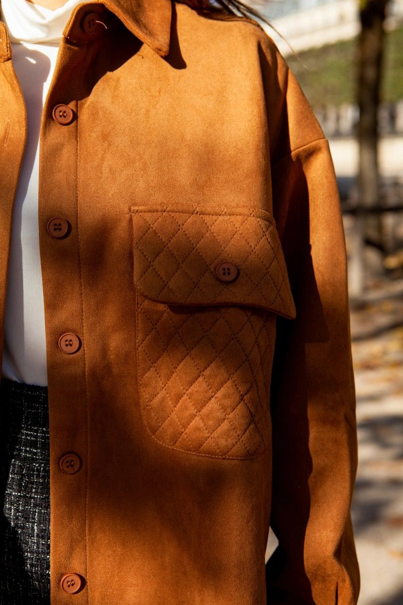 Surchemise en suédine avec poches matelassées - RIVE GAUCHE