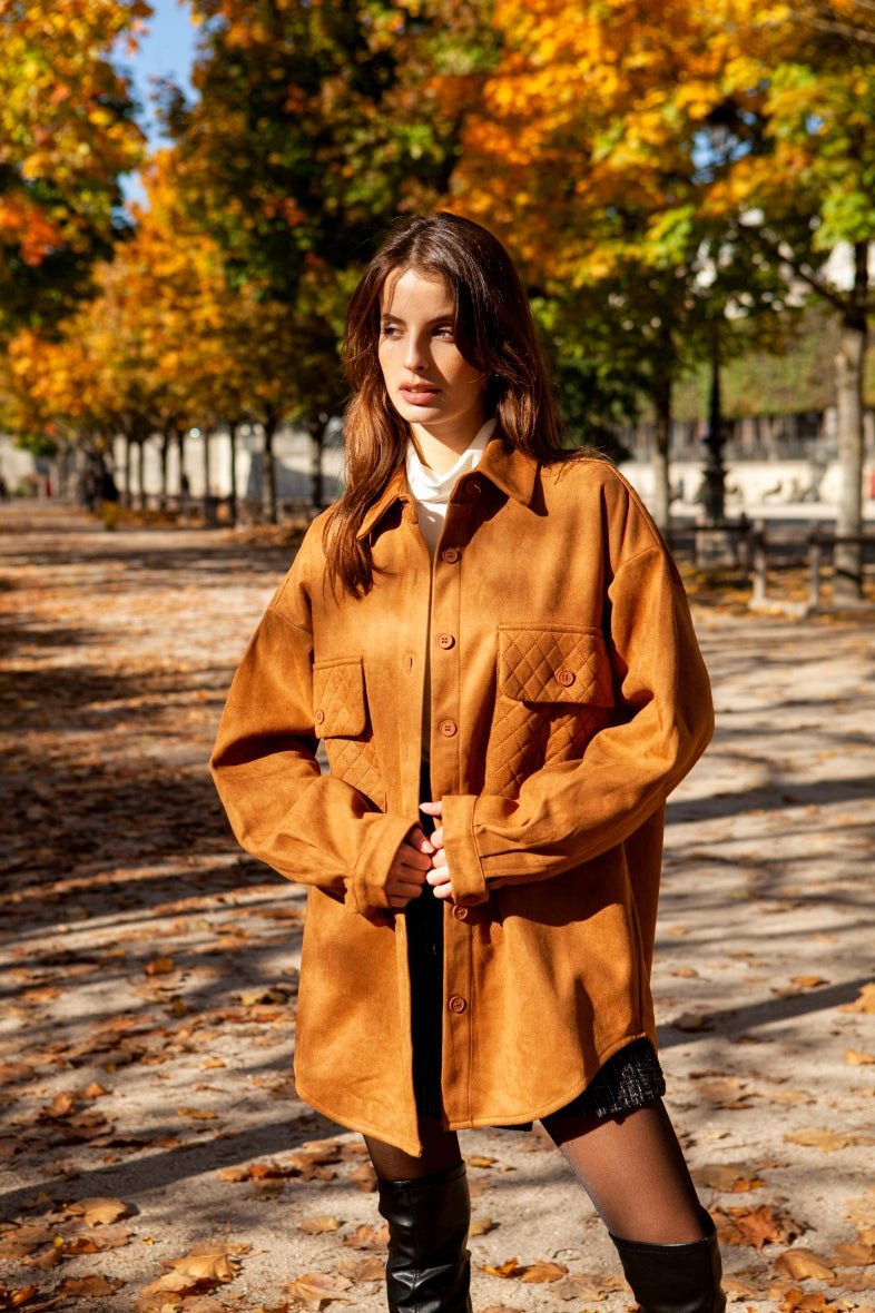 Surchemise en suédine avec poches matelassées - RIVE GAUCHE