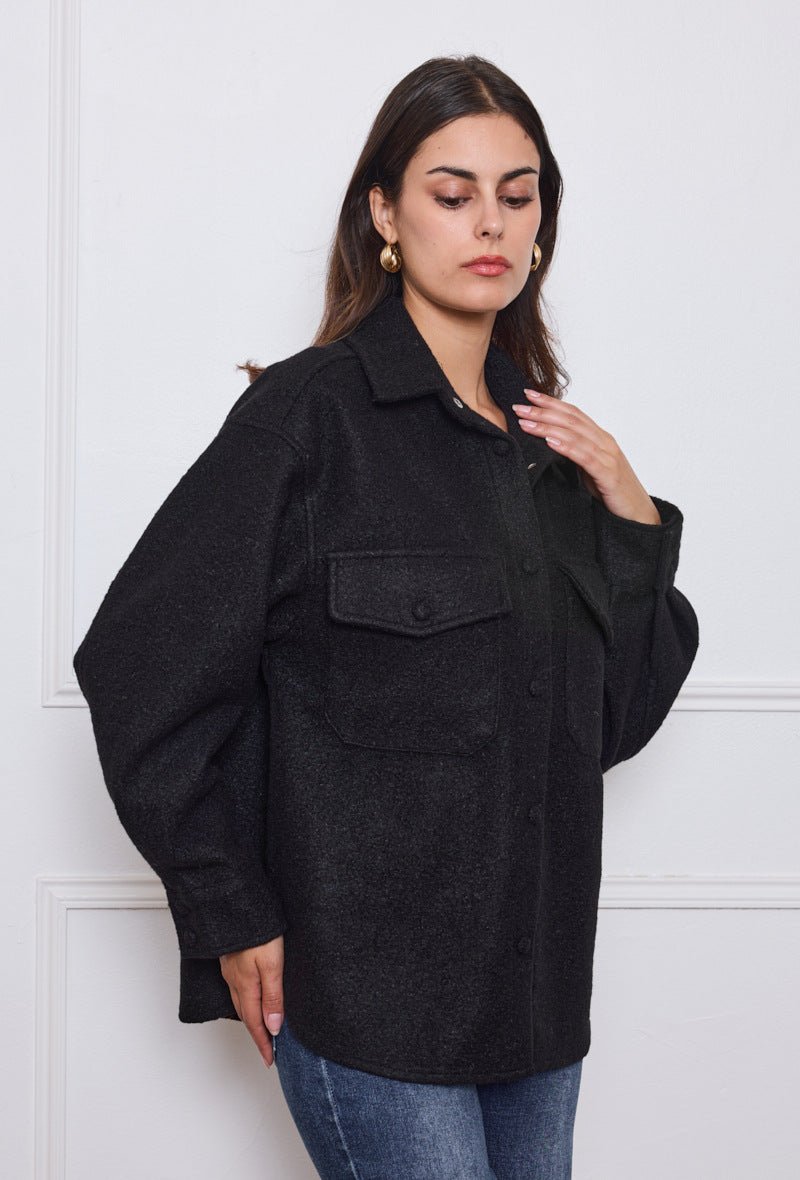 Surchemise noire avec poches à rabats - RIVE GAUCHE