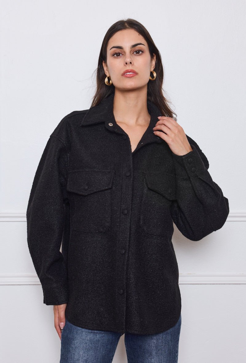 Surchemise noire avec poches à rabats - RIVE GAUCHE