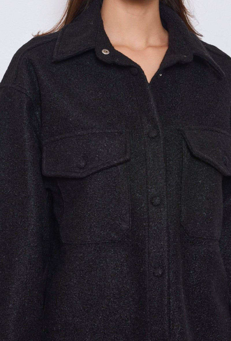 Surchemise noire avec poches à rabats - RIVE GAUCHE