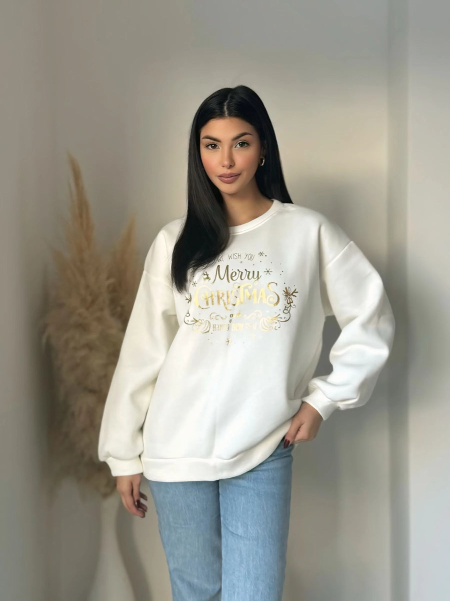 Sweat de Noël blanc et or - RIVE GAUCHE