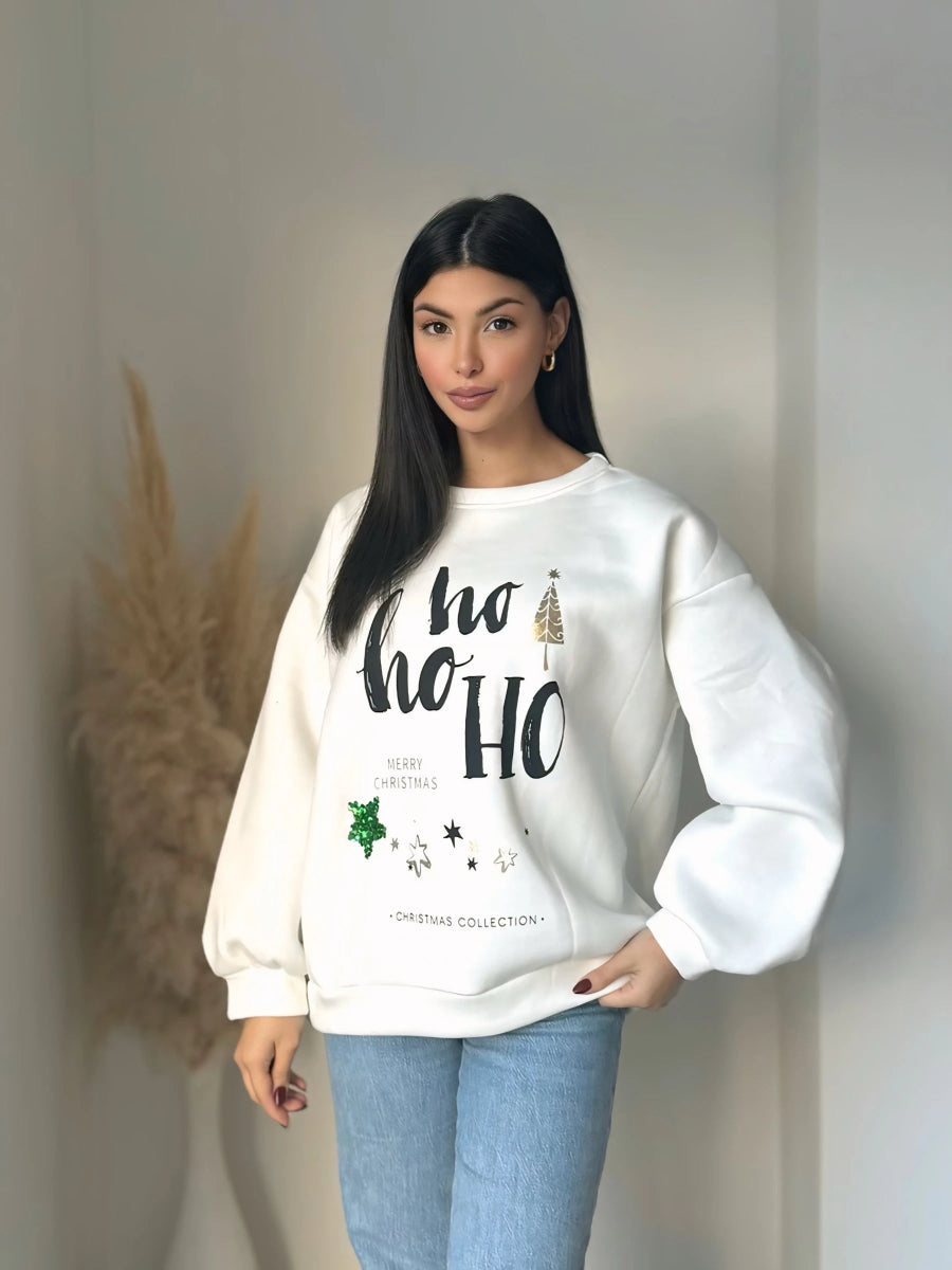 Sweat de Noël Oh Oh Oh blanc - RIVE GAUCHE