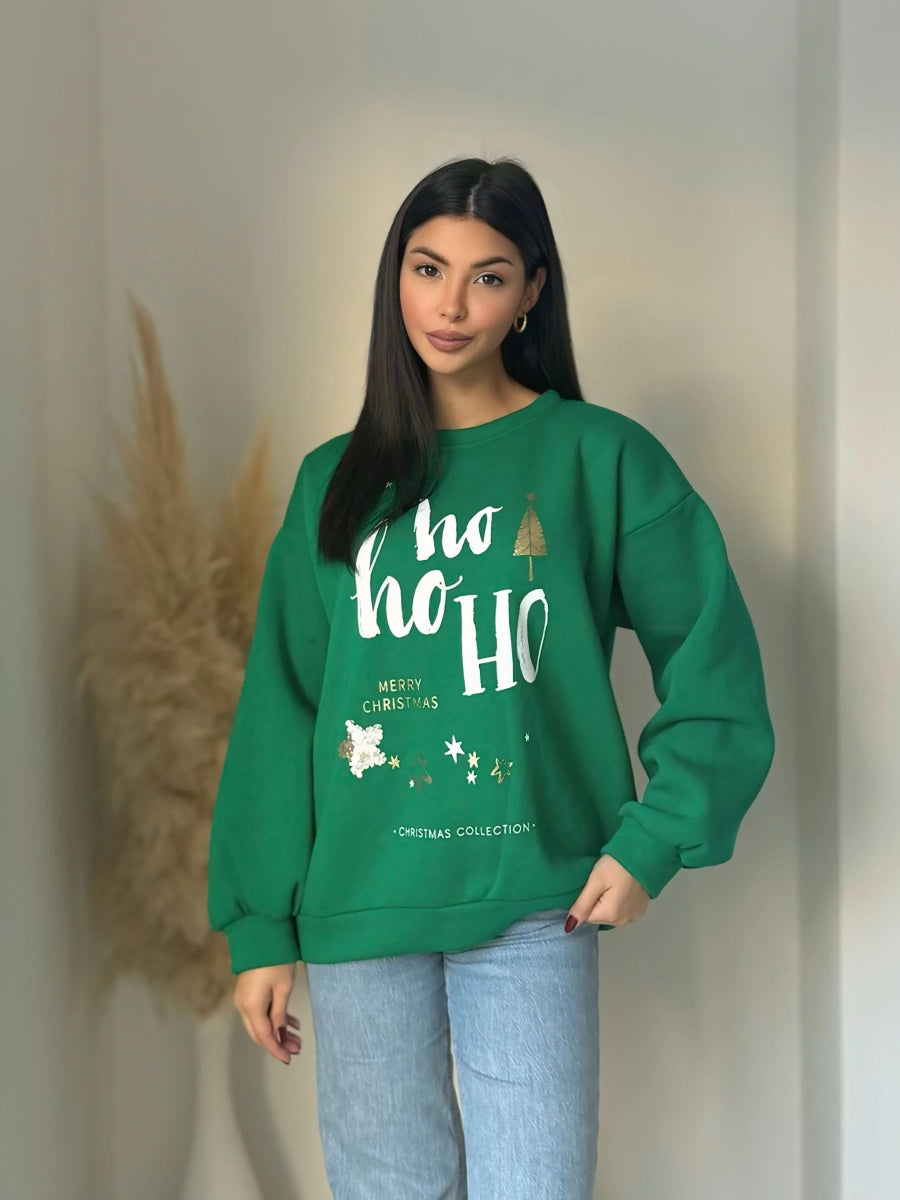 Sweat de Noël Oh Oh Oh vert - RIVE GAUCHE