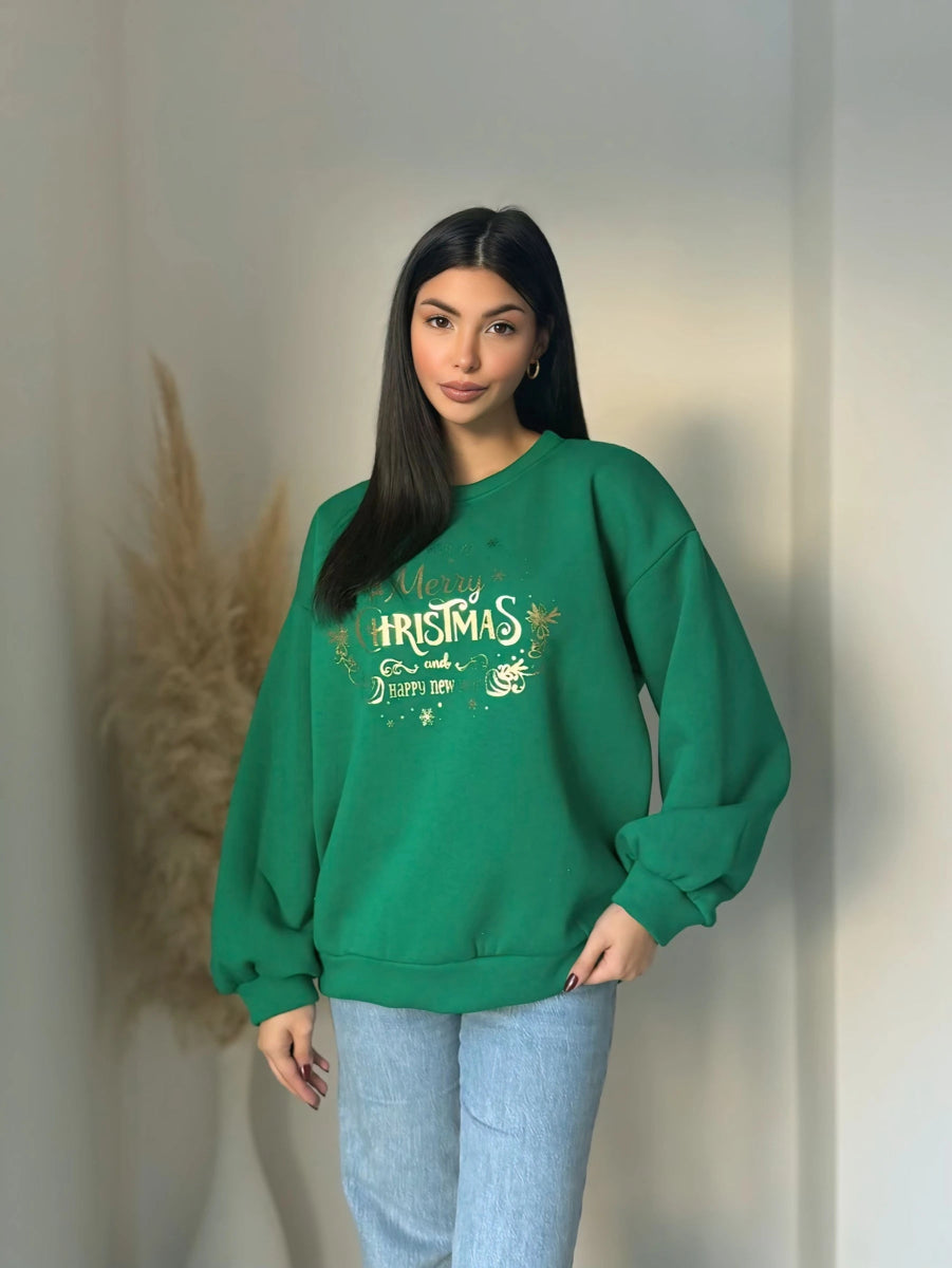 Sweat de Noël vert et or - RIVE GAUCHE