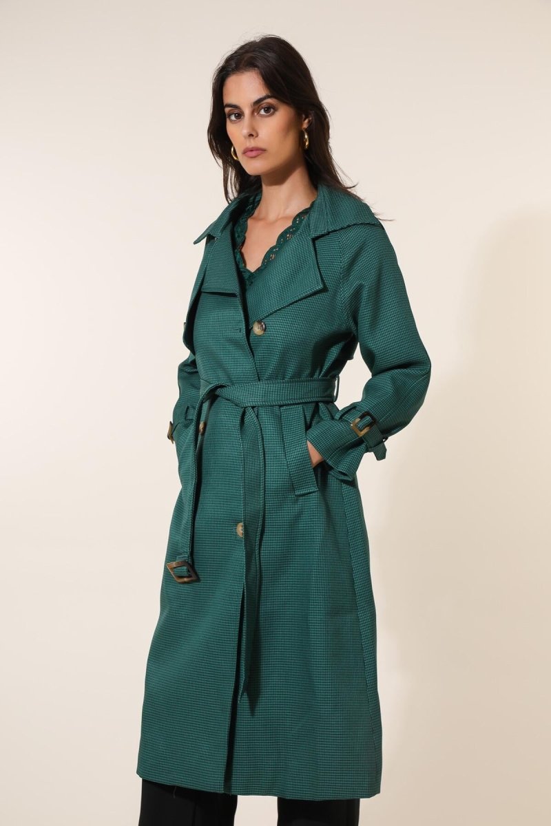 Trench - coat à carreaux vert canard - RIVE GAUCHE
