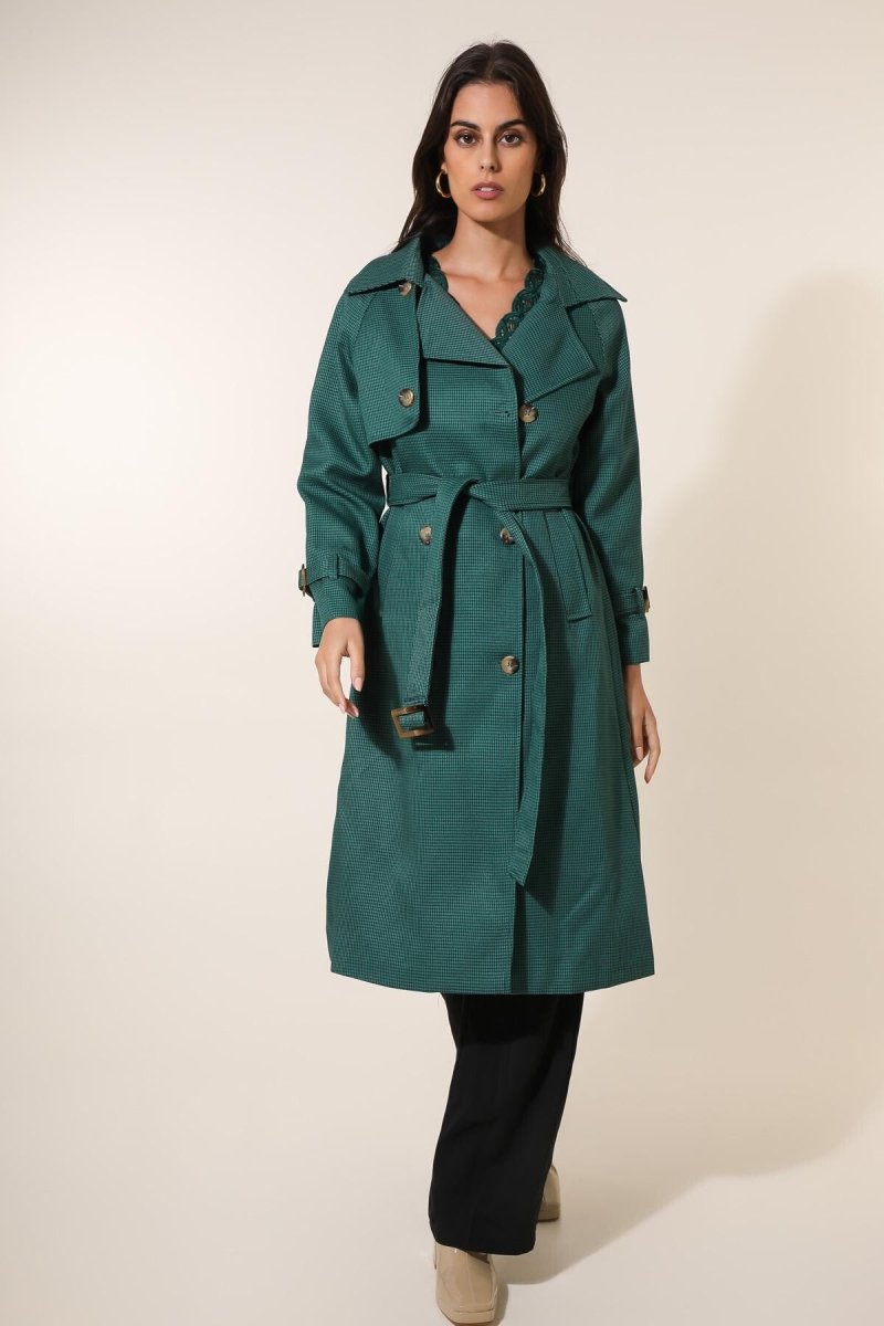 Trench - coat à carreaux vert canard - RIVE GAUCHE