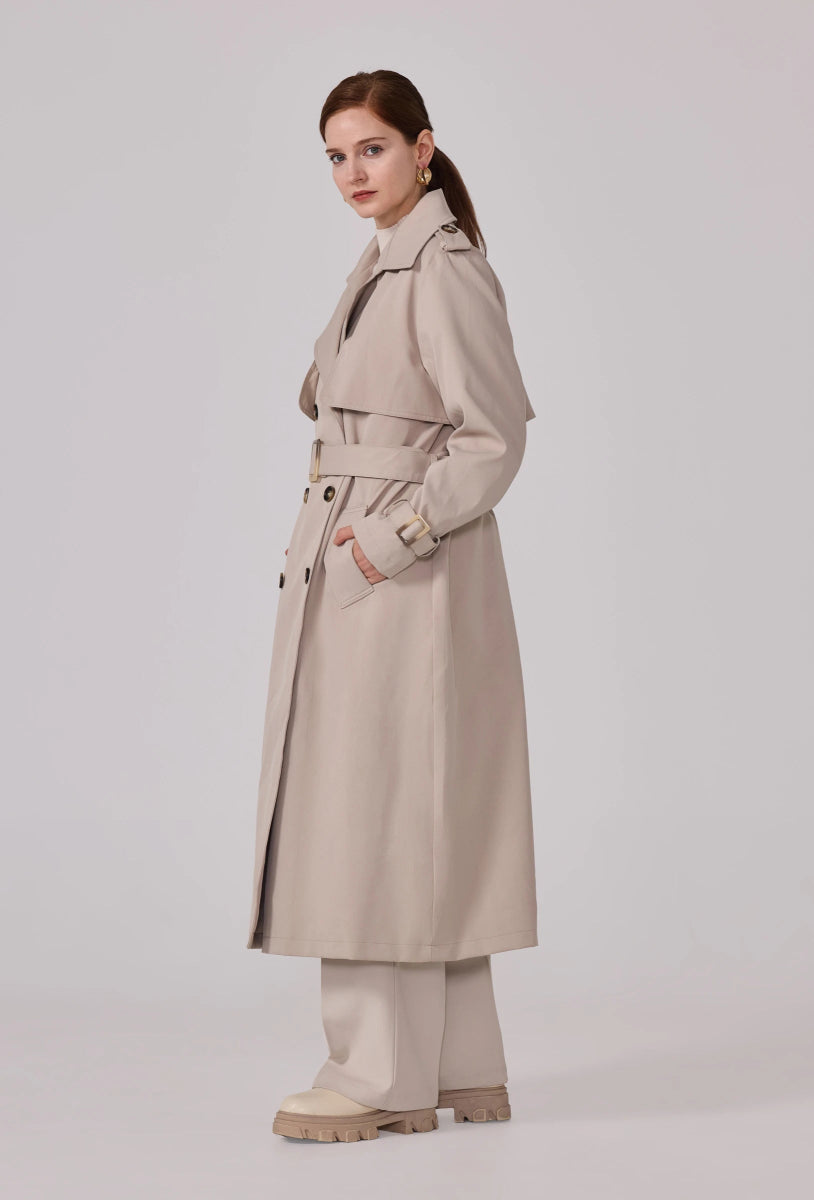 Trench - coat long ceinturé en coton beige - RIVE GAUCHE