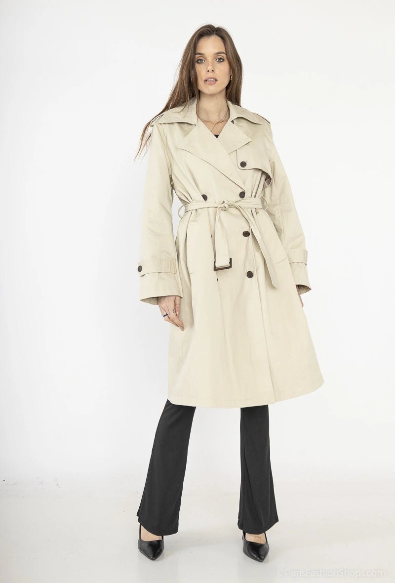 Trench - coat oversize beige avec ceinture - RIVE GAUCHE