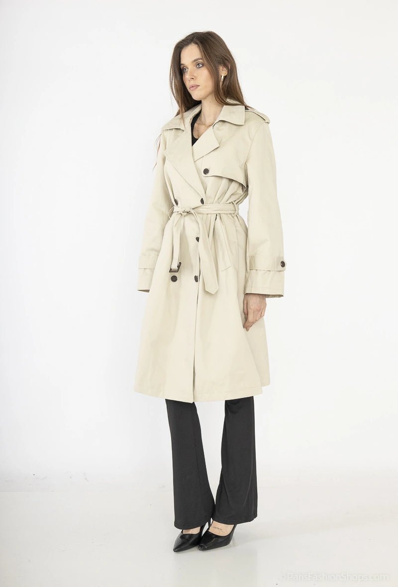 Trench - coat oversize beige avec ceinture - RIVE GAUCHE