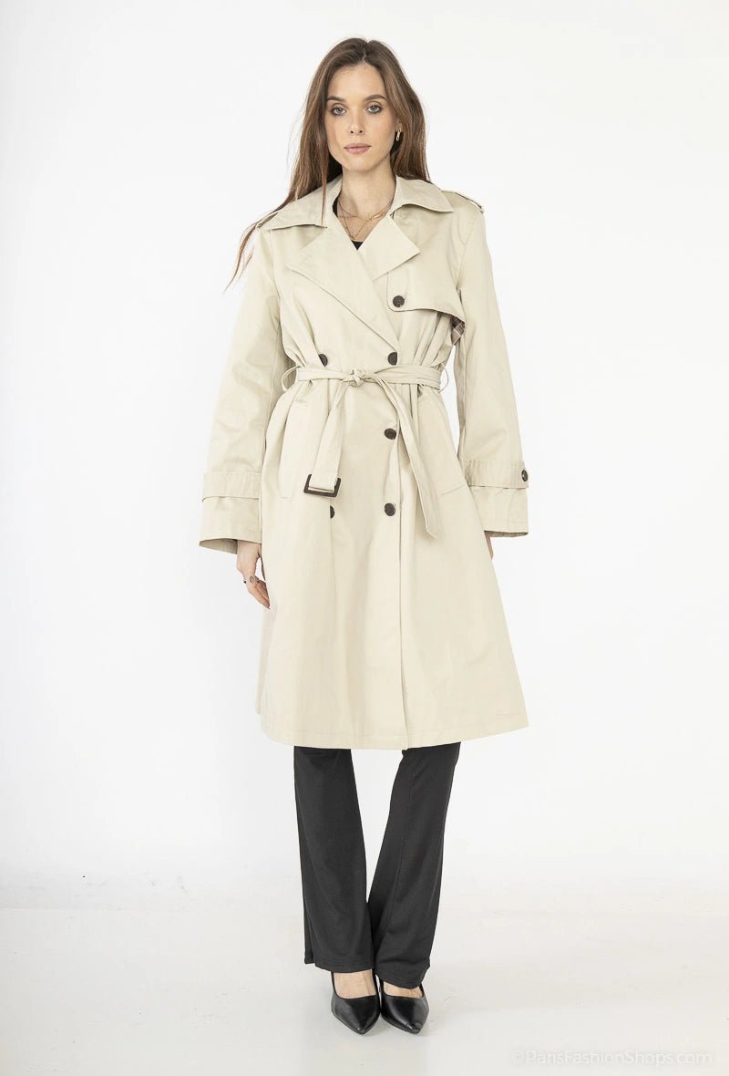 Trench - coat oversize beige avec ceinture - RIVE GAUCHE