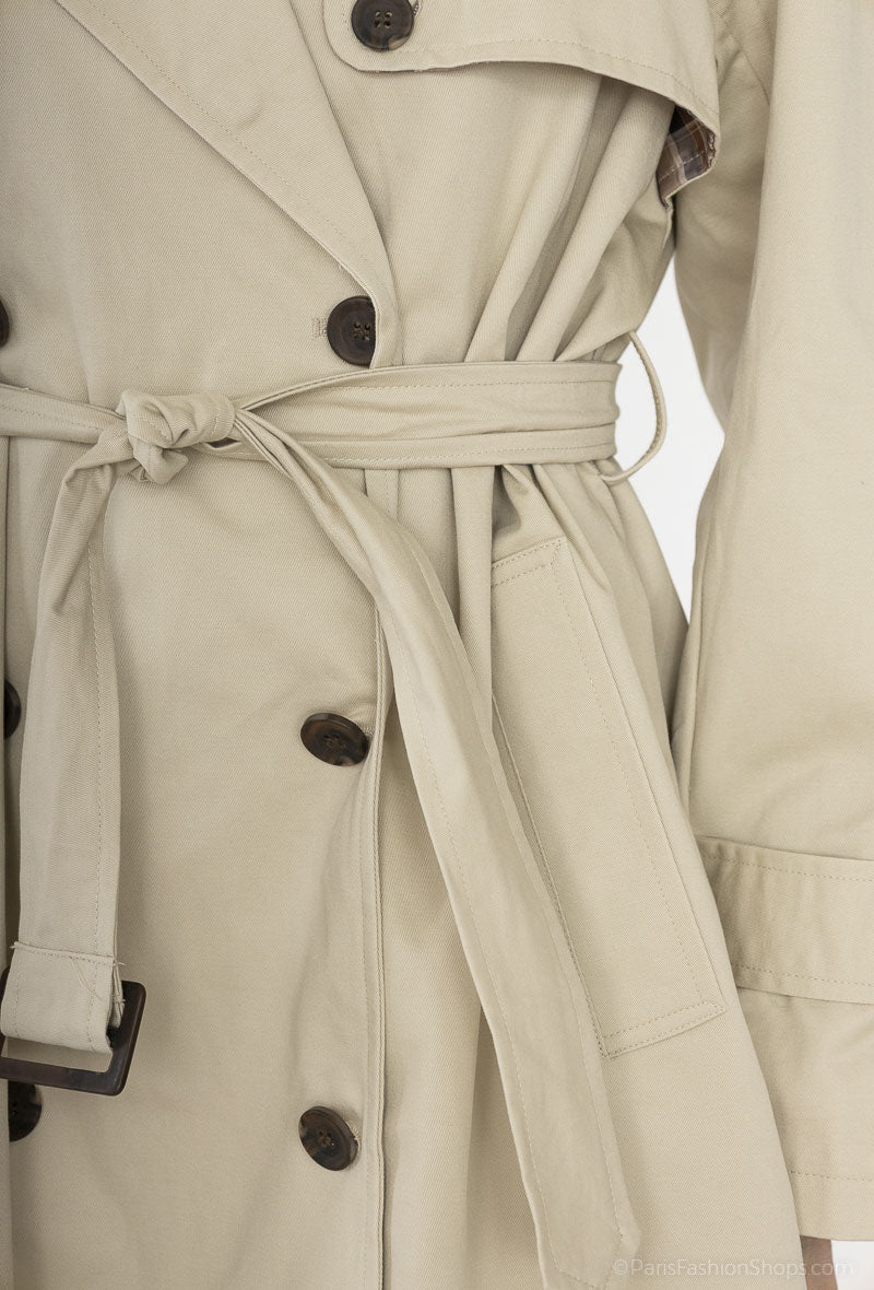 Trench - coat oversize beige avec ceinture - RIVE GAUCHE