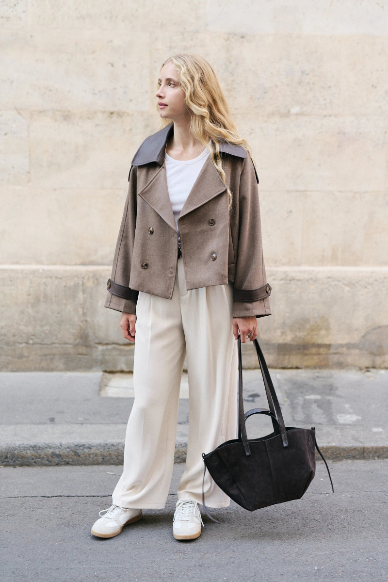 Trench court bi matière - RIVE GAUCHE