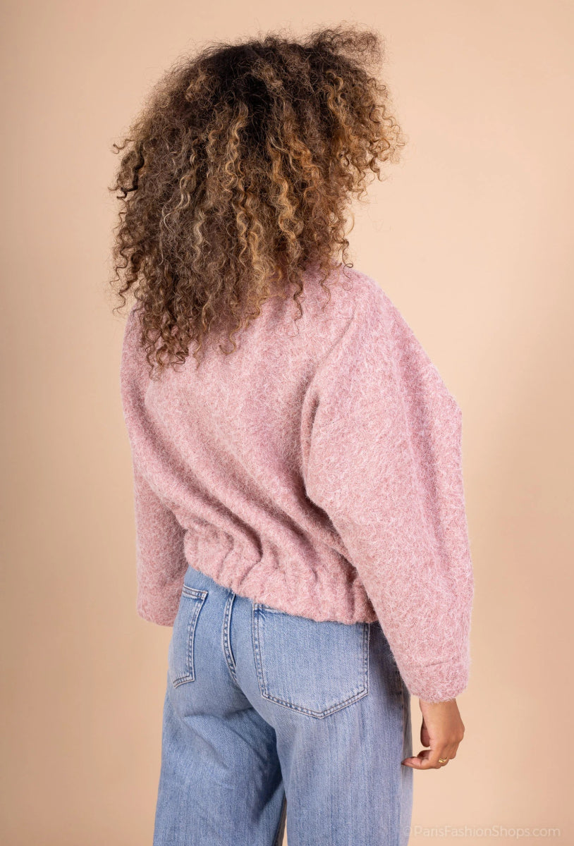 Veste à col chemise rose effet lainage - RIVE GAUCHE