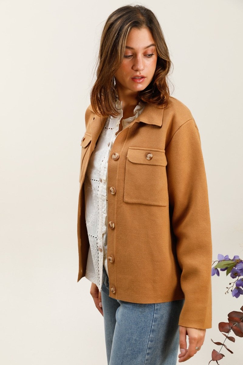 Veste à poches au style casual camel - RIVE GAUCHE