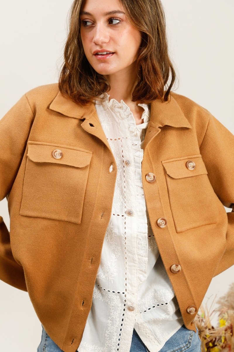 Veste à poches au style casual camel - RIVE GAUCHE